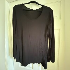 Black nylon/spandex bell sleeve casual top